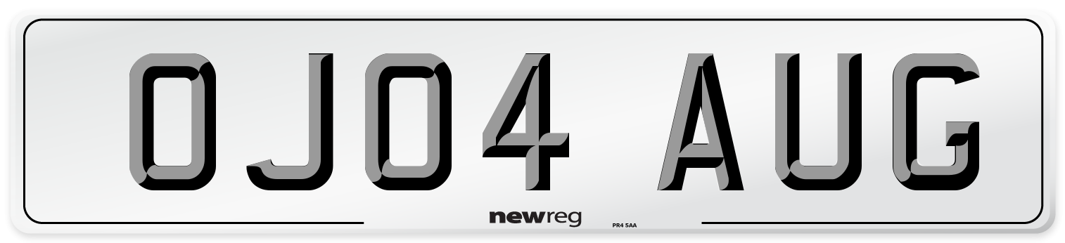 OJ04 AUG Number Plate from New Reg